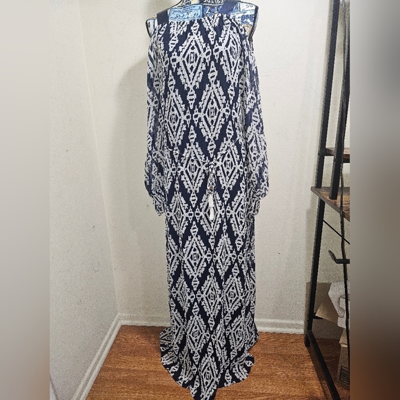 NWT Tory Burch Katherine Dress Small Cold Shoulder Maxi - Picture 4 of 9